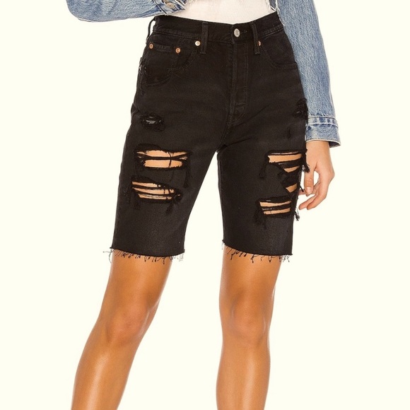 LEVIS 501 Mid Thigh High Rise Shorts Black - Picture 1 of 7